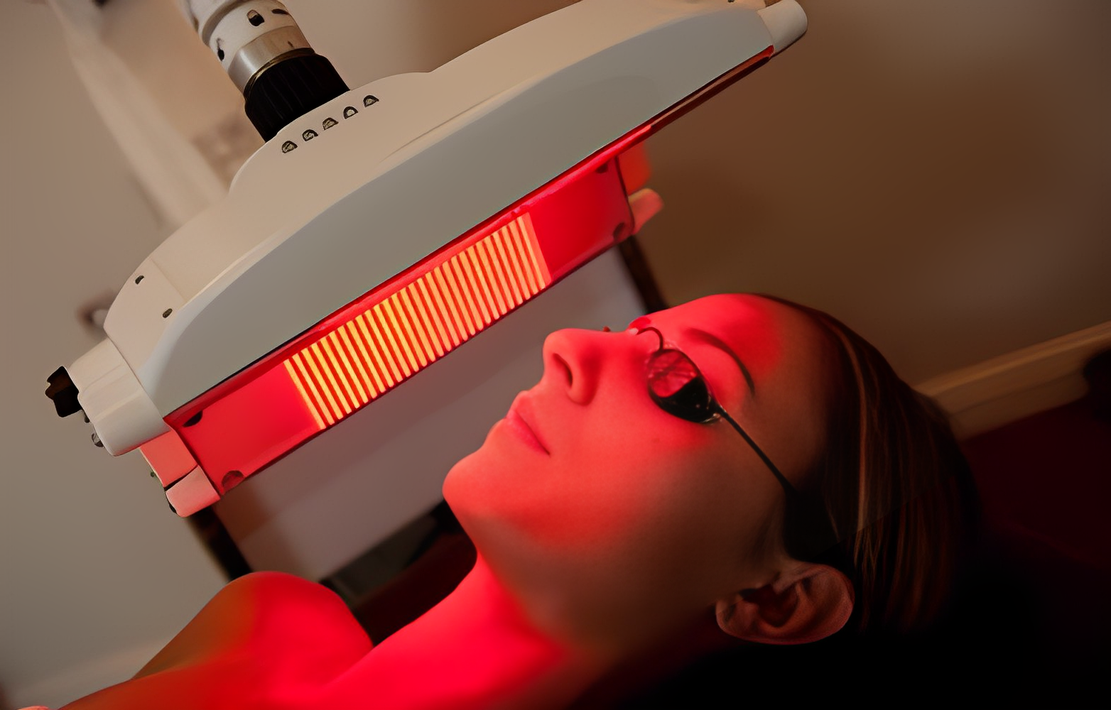 Girl takes a Red Light Therapy session